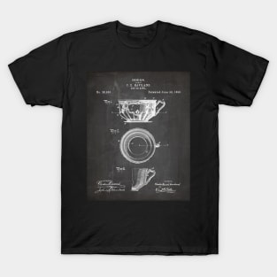 Tea Cup Patent - Tea Coffee Lover Home Kitchen Décor Art - Black Chalkboard T-Shirt